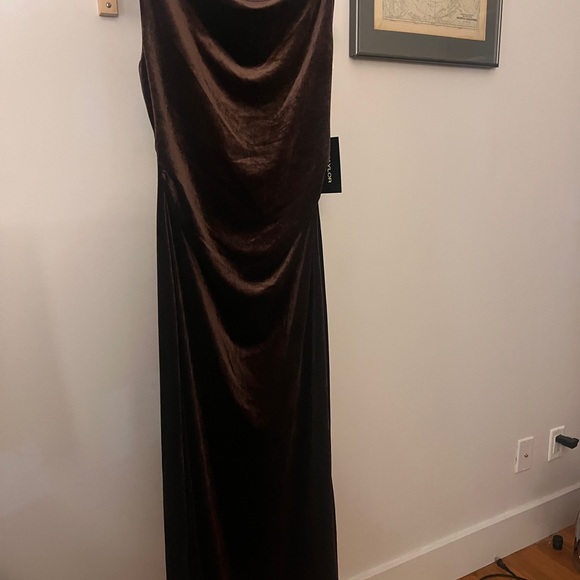 Elegant Brown Velvet Dress - Picture 1 of 6